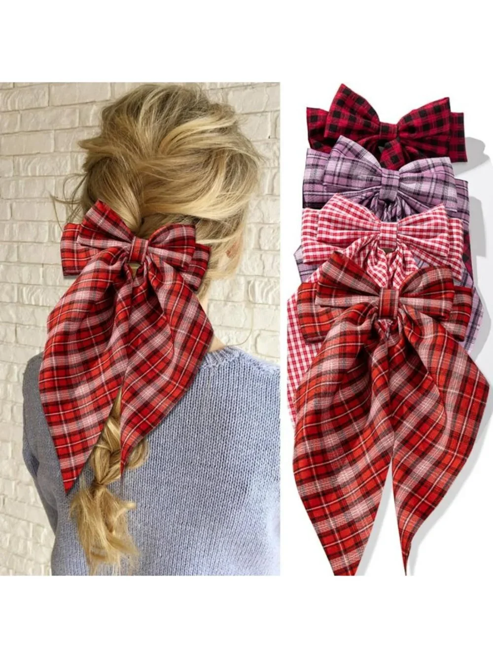4 PCS Nonslip Hair Bows Clips for Women & Girls - Bow-knot Accessories for Thick